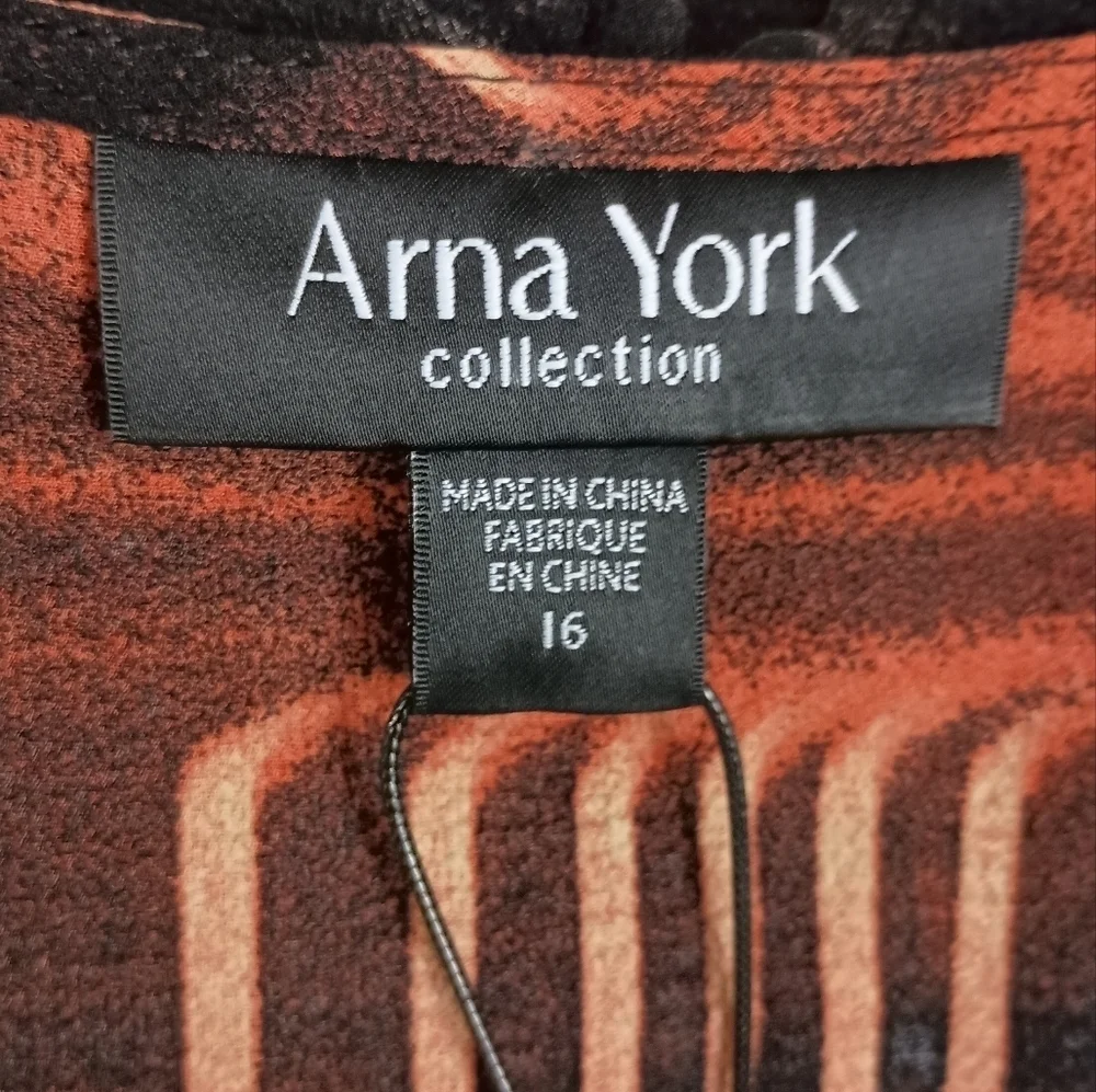 NWT Arna York Black Abstract Print Blouson Sleeve Tunic Top - Picture 10 of 11